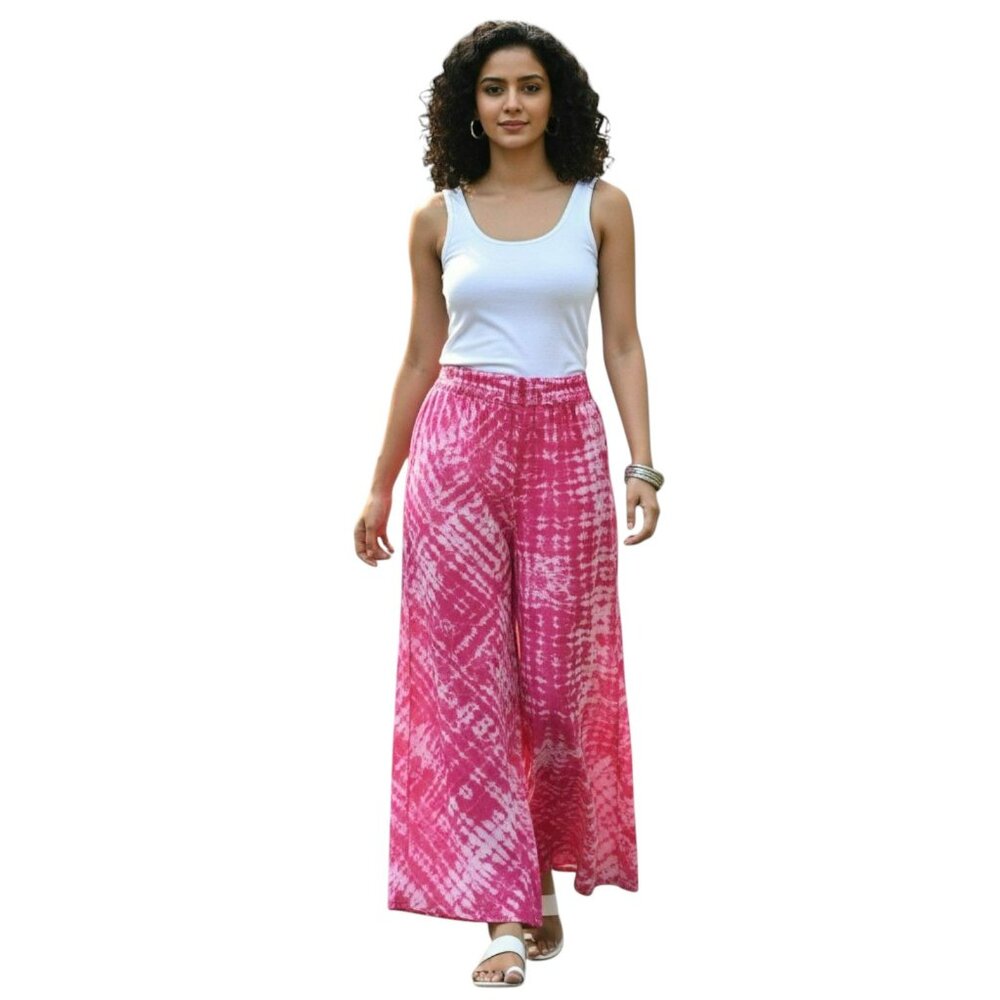 Amanda Uprichard Pink Silk Tie-Dye Wide Leg Pants M Like New